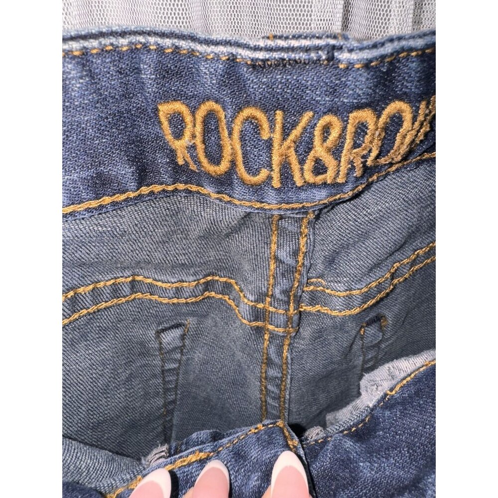 Rock & Roll cowboy Womens Distressed Bootcut Jeans Size 30 Blue Denim With Ripp - Picture 7 of 11